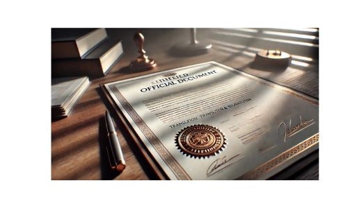  la traduction d’un document officiel sur un bureau